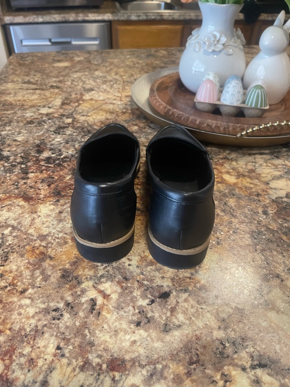 Aldo Black Leather Penny Loafers with Tan Welt - Picture 4 of 6